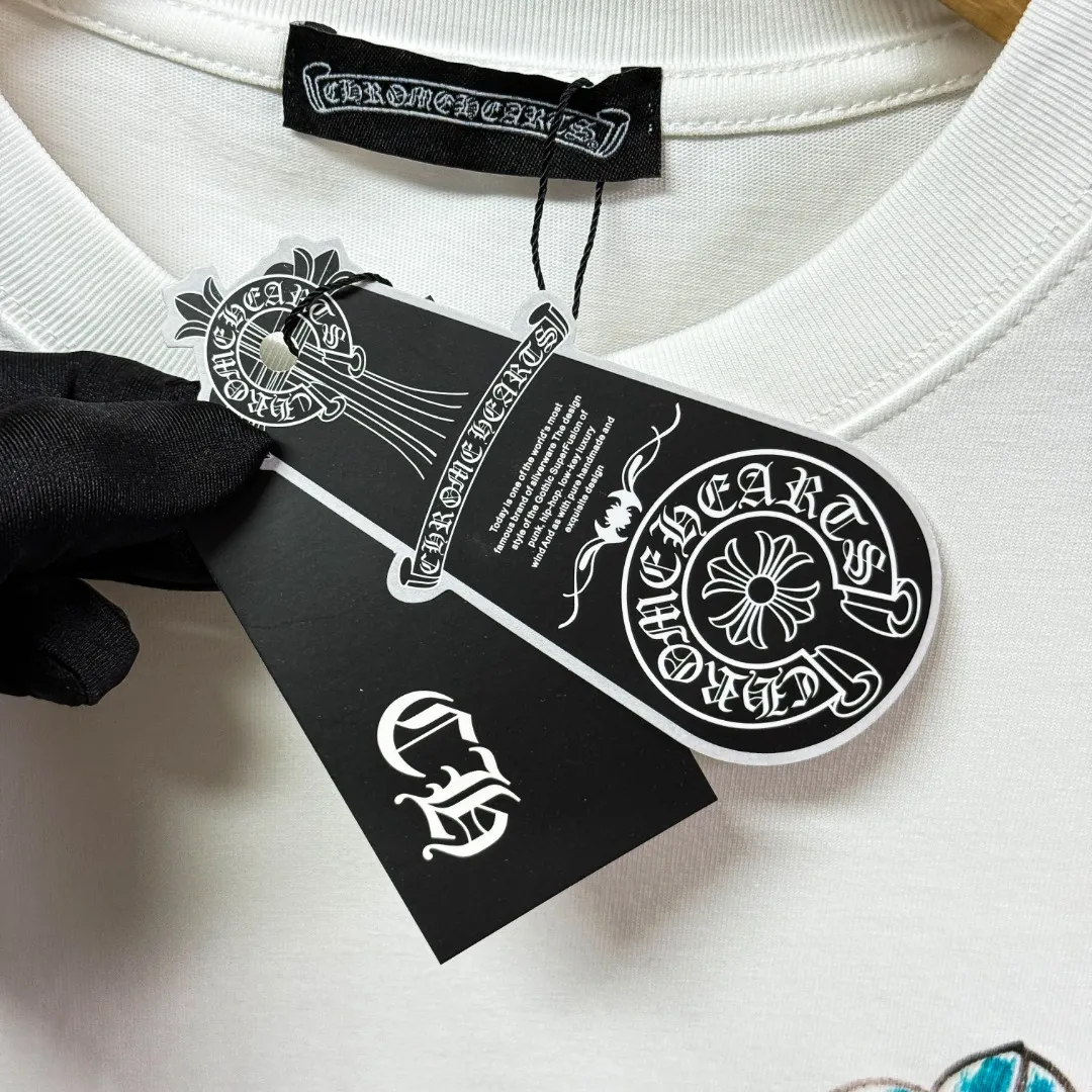 P170 Chrome Hearts* Chrome Hearts are made of 320g double yarn fabric, 1*1 Solona rib, imported digital front and rear white ink direct injection, loose version, same style for men and women. Color: Black White Size: XS S M L